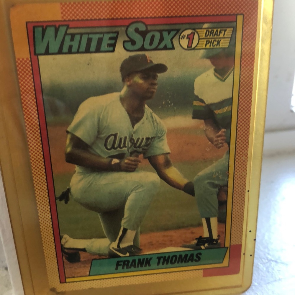 Frank Thomas rookie baseball card with sleeve